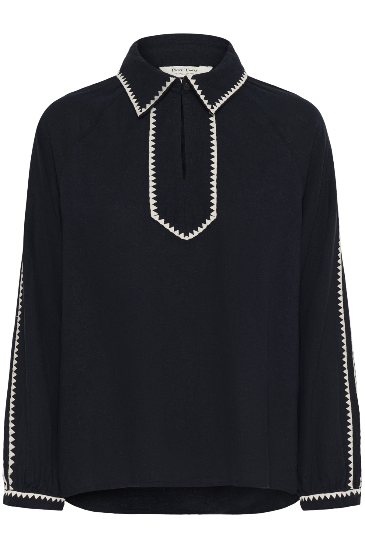 Part Two Aimy Navy Top – Elegant Contrast Trim Blouse