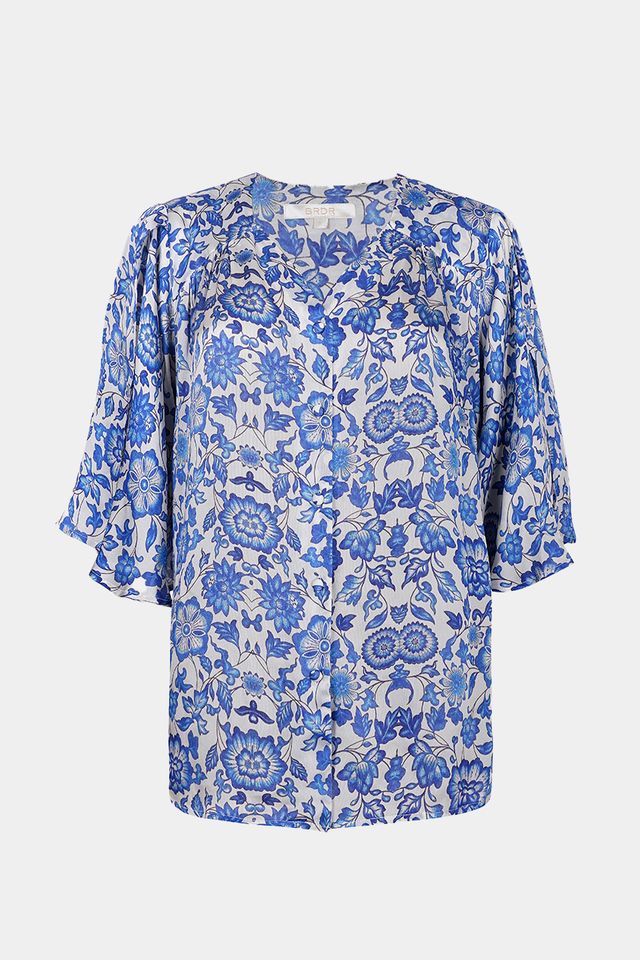 BRDR Lisa Blue Floral Blouse