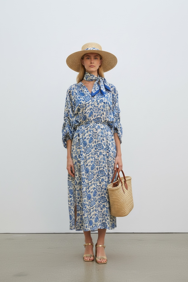 BRDR Tamara Blue Floral Printed Dress
