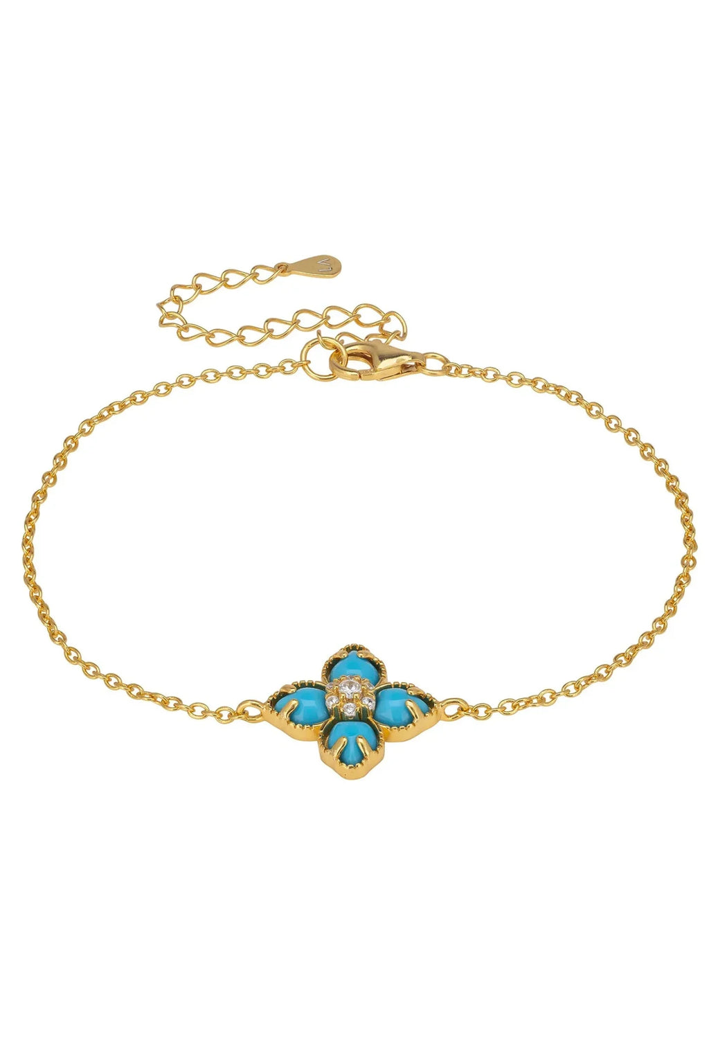 Latelita Flower Clover Turquoise Bracelet Silver