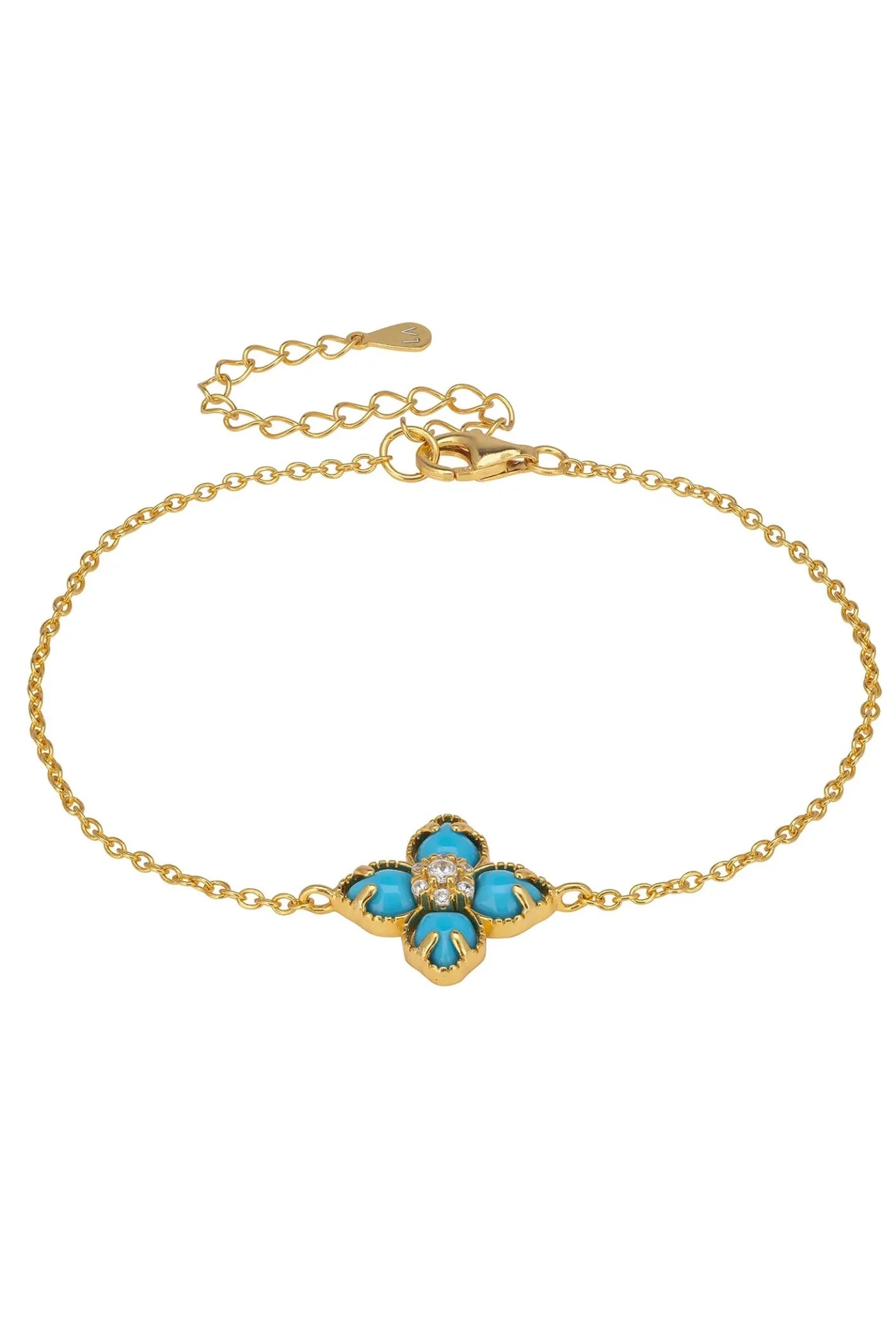 Latelita Flower Clover Turquoise Bracelet Silver