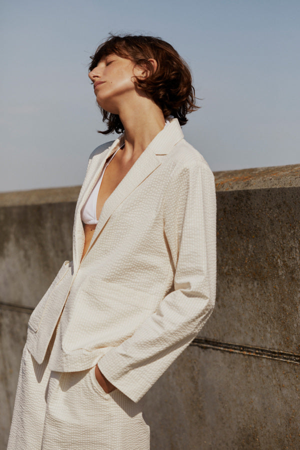 Part Two  Briddi Whisper White Stripe Seersucker Jacket