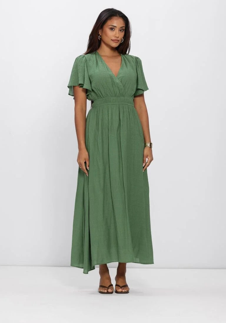 Suncoo Cyra Maxi Dress – Green & Mauve