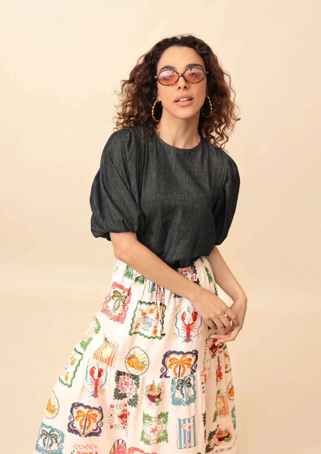 Emily Lovelock Greta Skirt – Multi Print Maxi Skirt