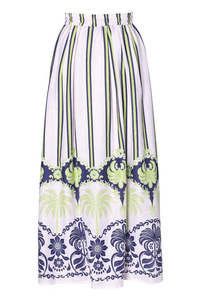 Emily Lovelock Bernie Printed Skirt – White OR  Red/Orange Print