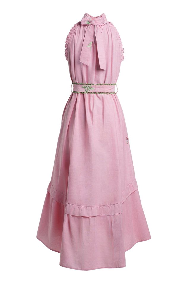 Emily Lovelock Celine Dress – Elegant Pink Printed Midi Dress