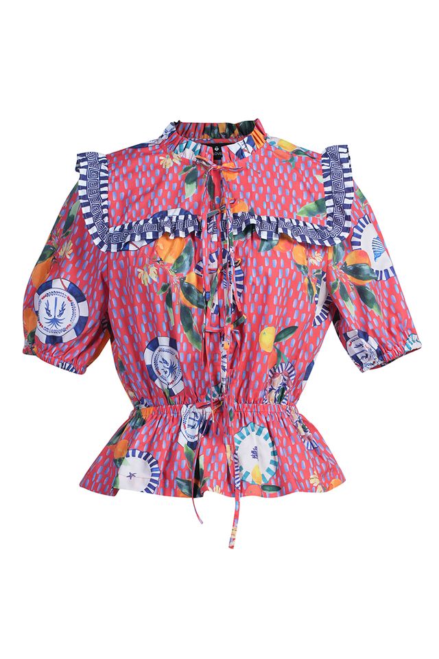 Emily Lovelock Freya Blouse – Red Print