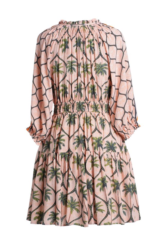 Emily Lovelock Eden Dress – Orange & Black Printed Midi Dress