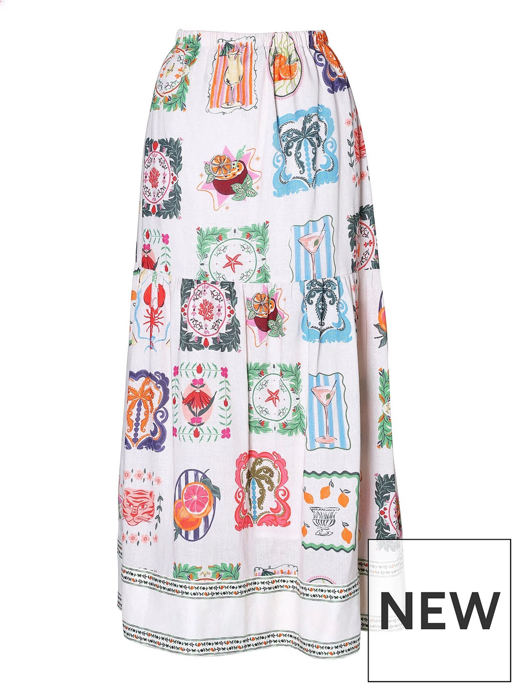 Emily Lovelock Greta Skirt – Multi Print Maxi Skirt