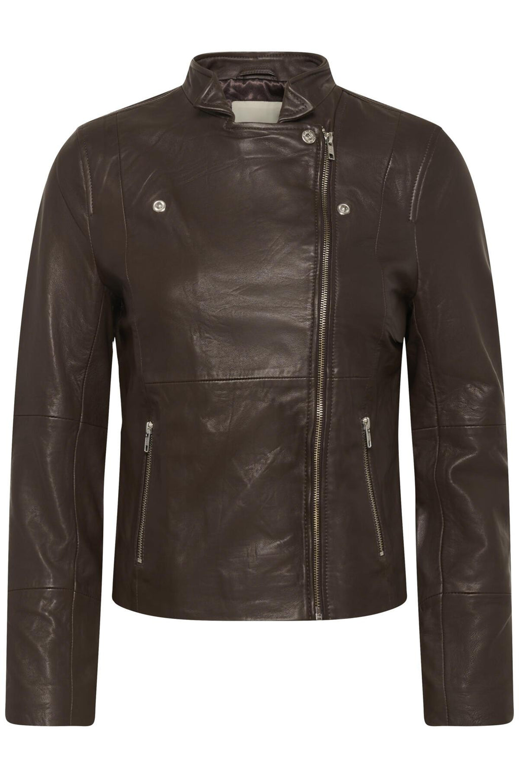 Part Two Frances Brown Leather Biker Jacket