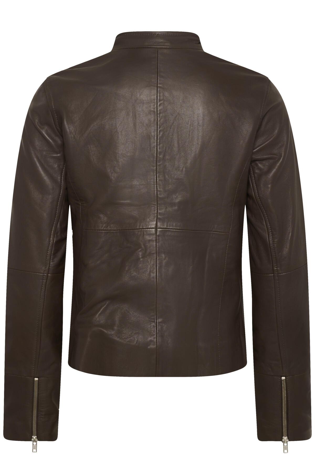 Part Two Frances Brown Leather Biker Jacket