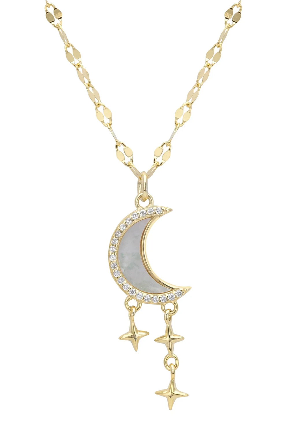 Latelita Crescent Moon Mother of Pearl Necklace Gold