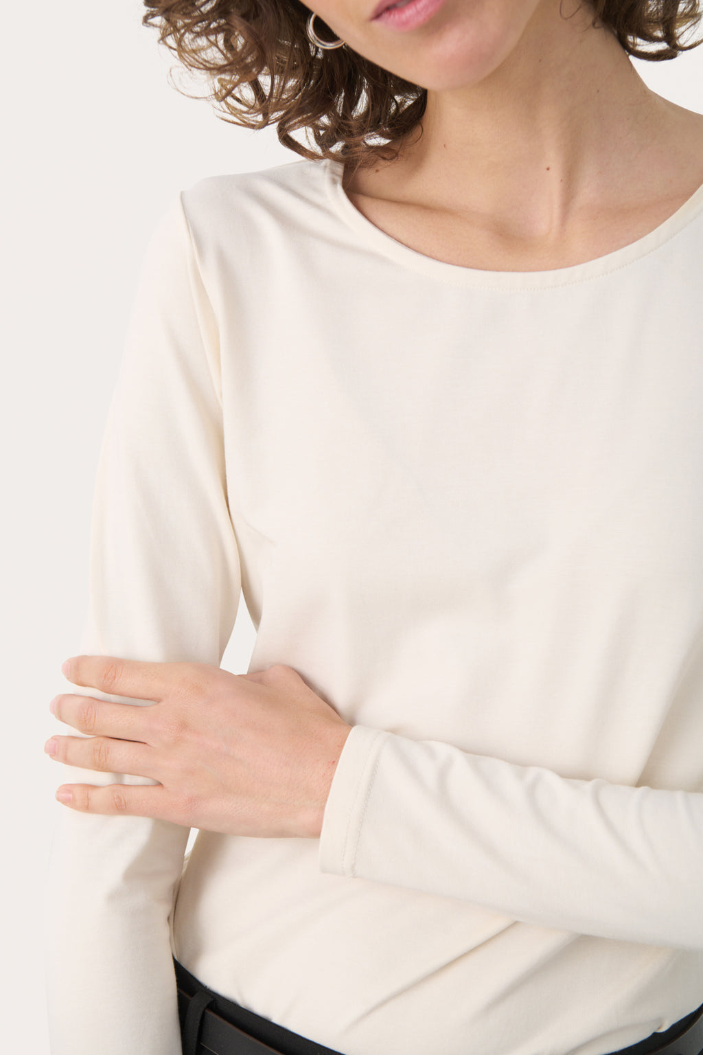 Part Two Nemajas Long Sleeve T-Shirt – Cream / Dark Blue & White Stripe