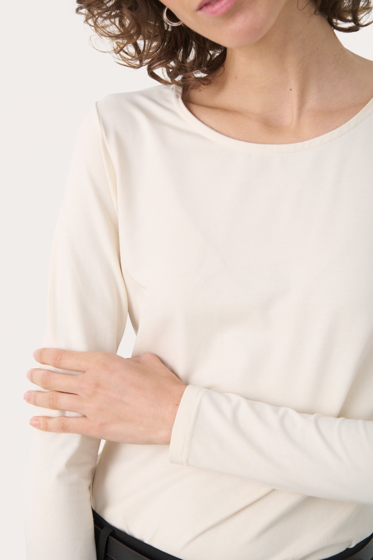 Part Two Nemajas Long Sleeve T-Shirt – Cream / Dark Blue & White Stripe