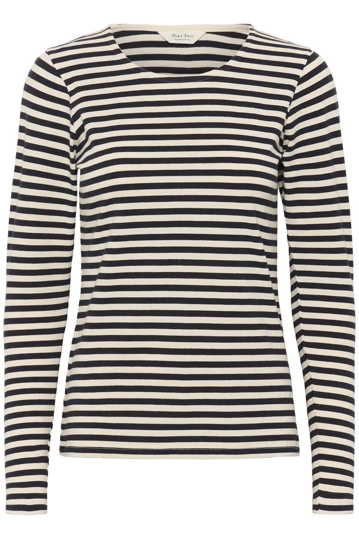 Part Two Nemajas Long Sleeve T-Shirt – Cream / Dark Blue & White Stripe