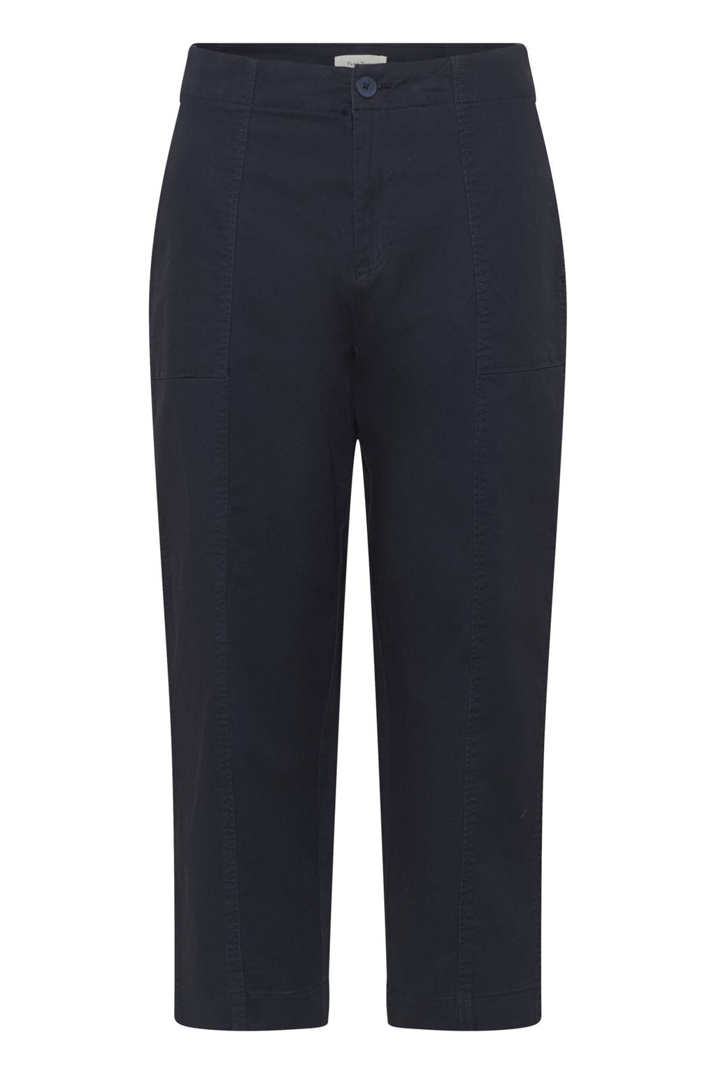 Part Two Netta Navy Trousers – Relaxed Cropped Cotton Trousers