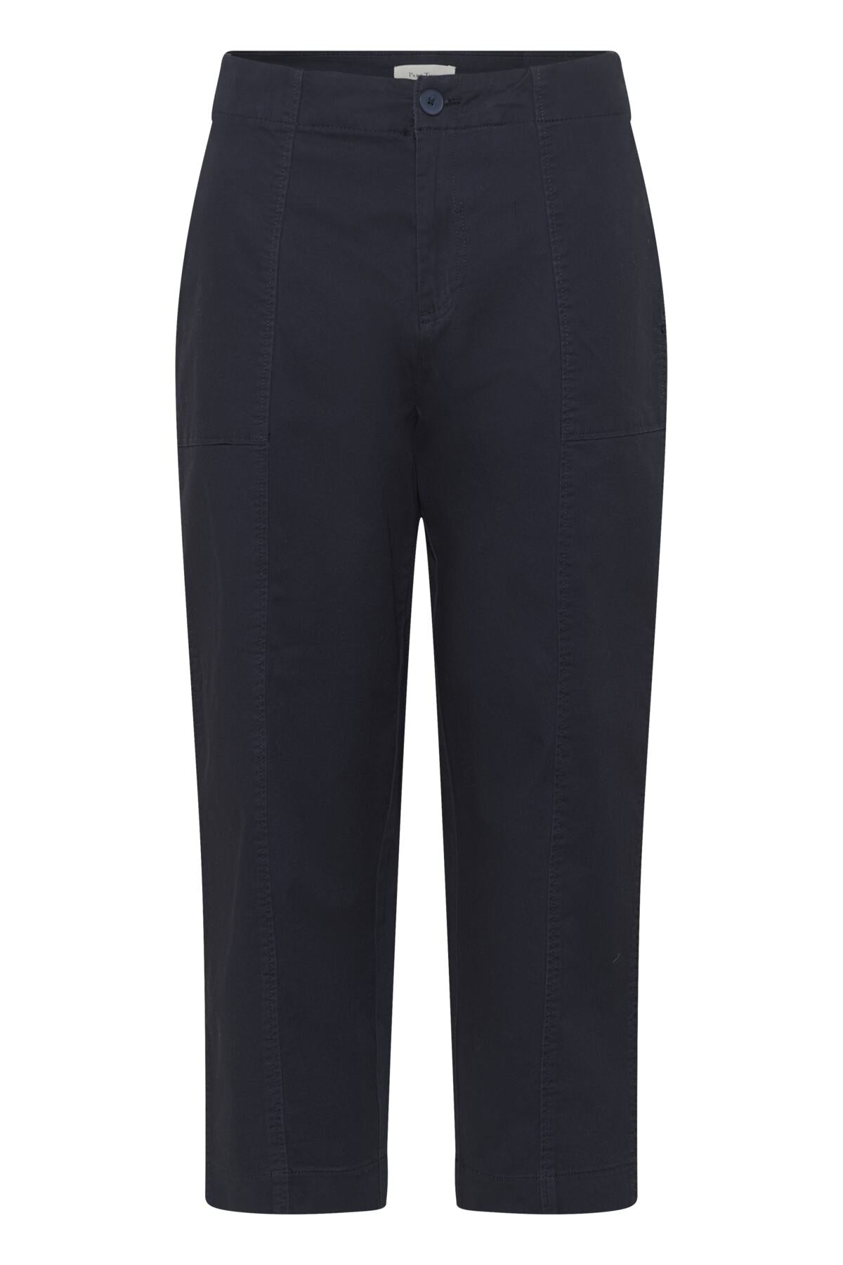 Part Two Netta Navy Trousers – Relaxed Cropped Cotton Trousers