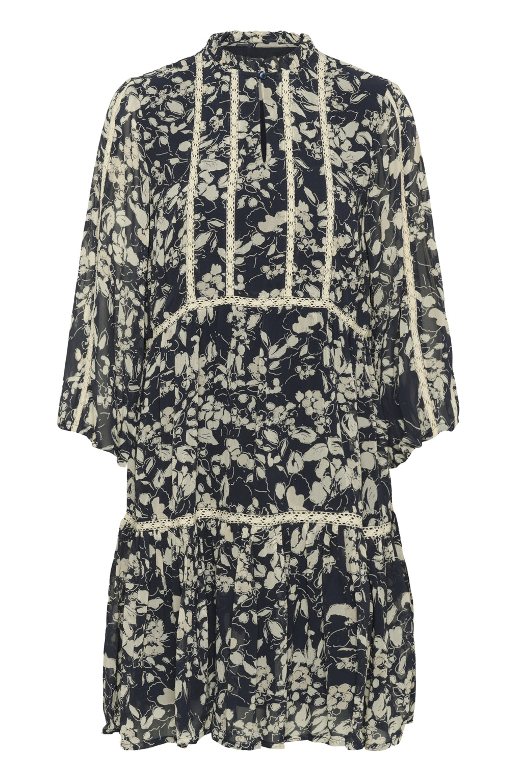 Part Two Nibi Floral Dress — Feminine Tiered Dress in Navy or Red Print