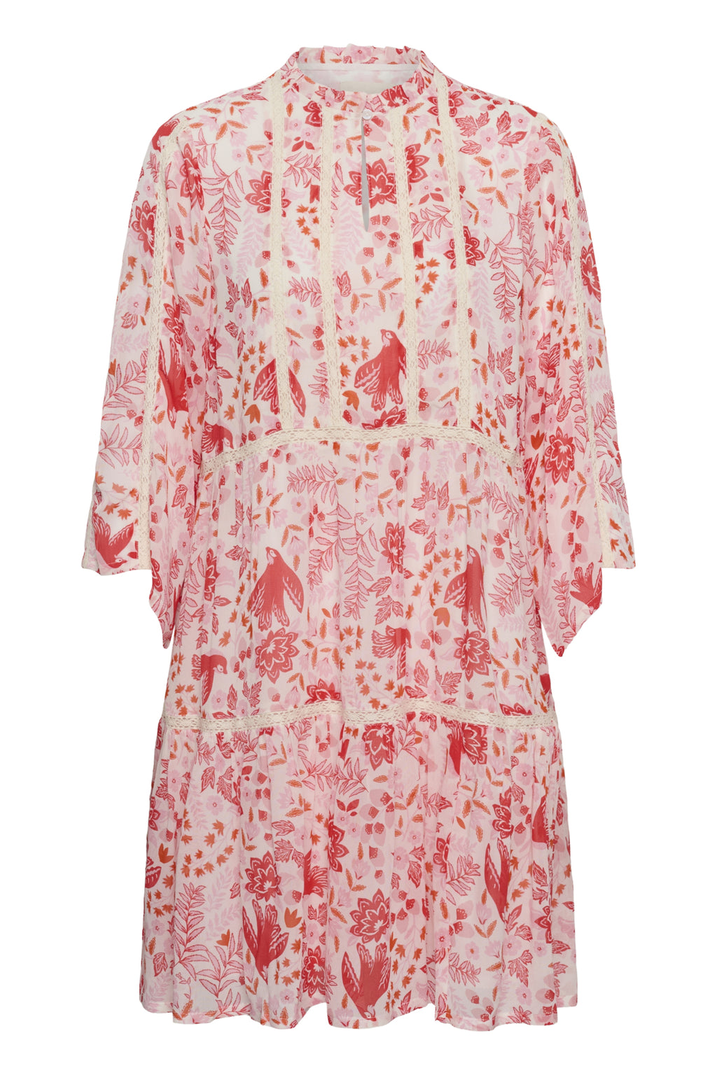 Part Two Nibi Floral Dress — Feminine Tiered Dress in Navy or Red Print