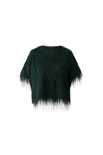 Oui 100112 Tassel Top - Dark Green