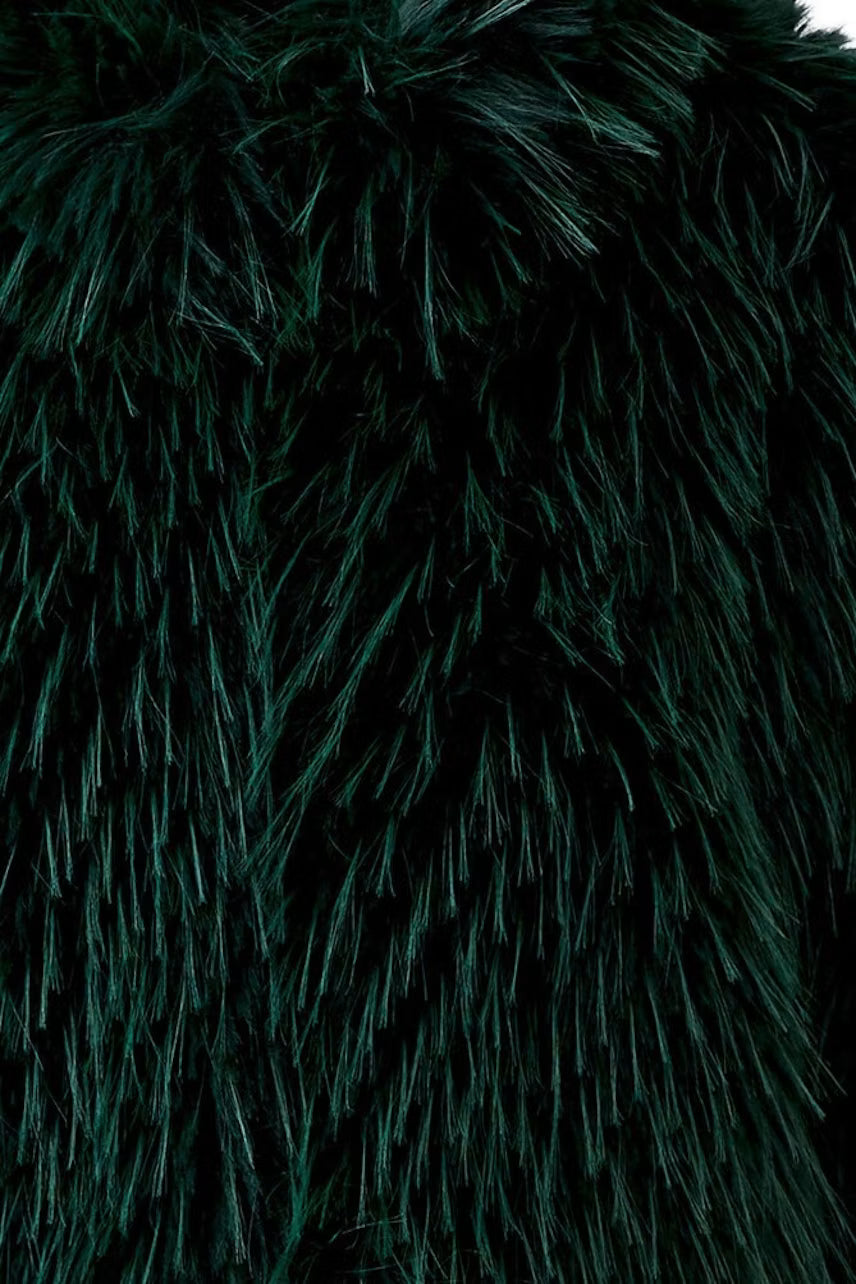 Oui 100473 Faux Fur Jacket - Dark Green