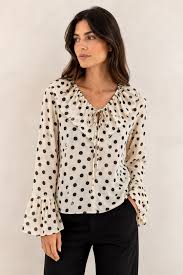 Oui 98743 Black & White Polka Dot Blouse