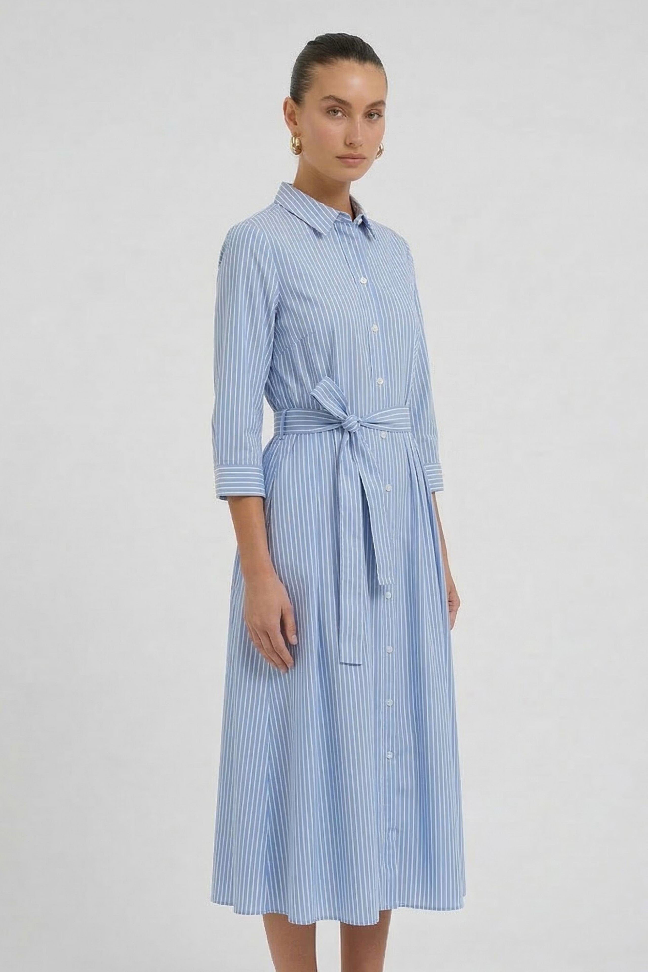 Oui 98845 Blue & White Stripe Shirt Dress