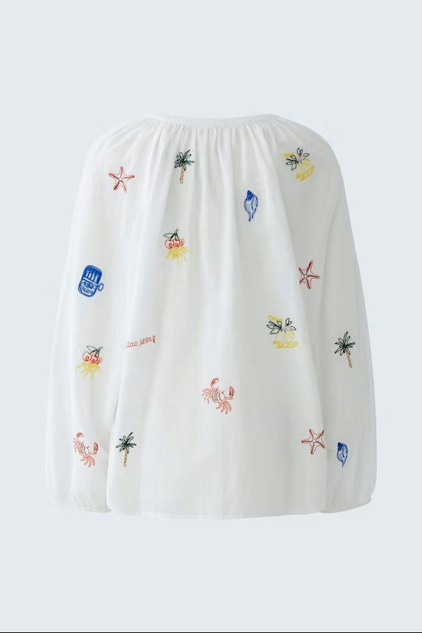 Oui 99238 Embroidered White Tunic Top