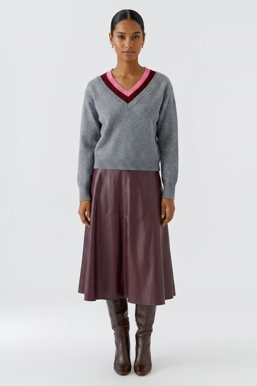 Oui 99822 Jumper - Grey/Red/Pink