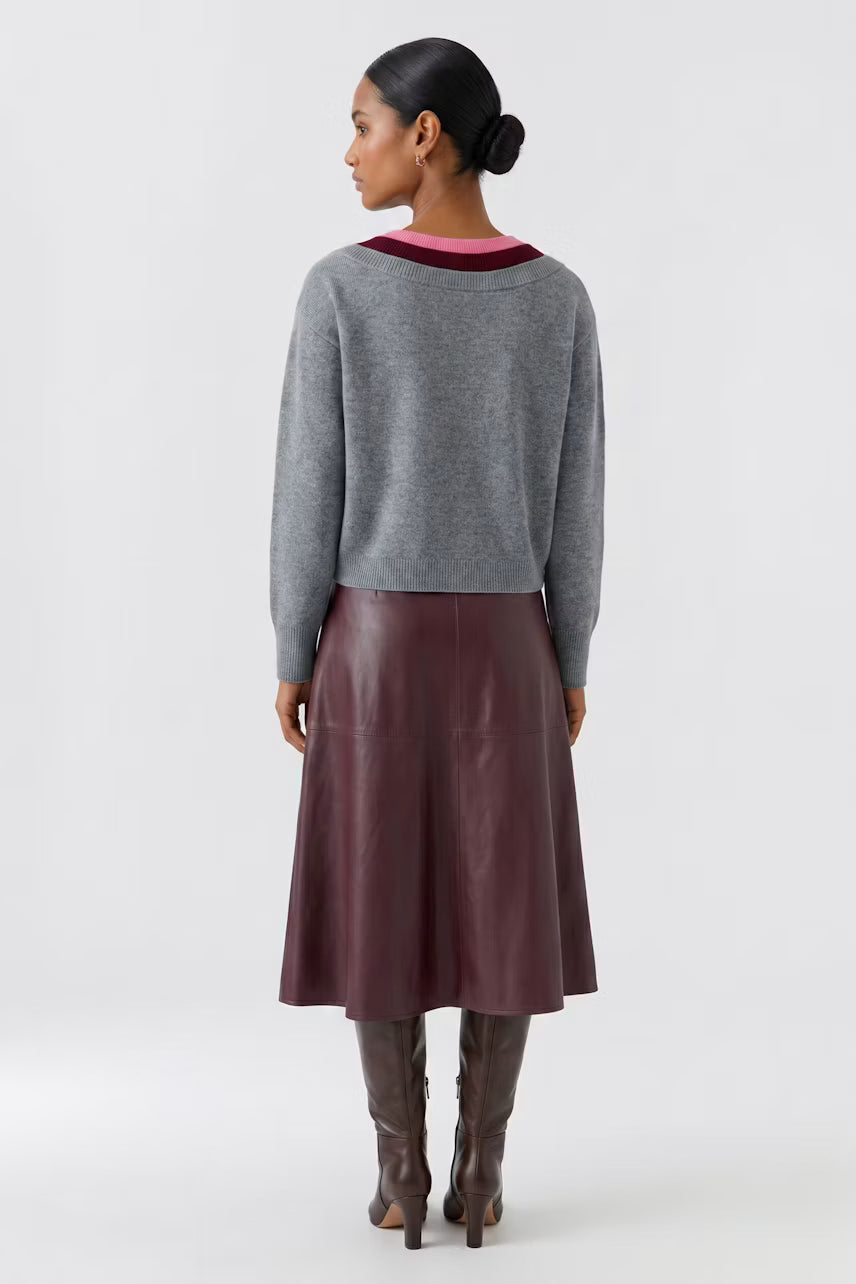 Oui 99822 Jumper - Grey/Red/Pink