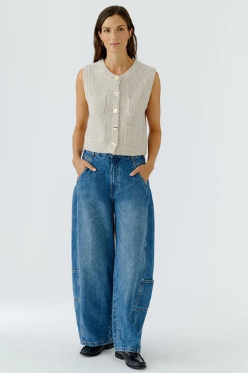 Oui 99864 Knitted Waistcoat - Cream