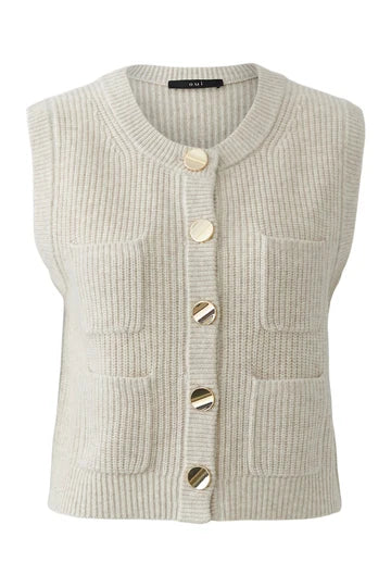 Oui 99864 Knitted Waistcoat - Cream