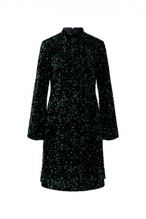 Oui 99926 Sequin Dress - Dark Green