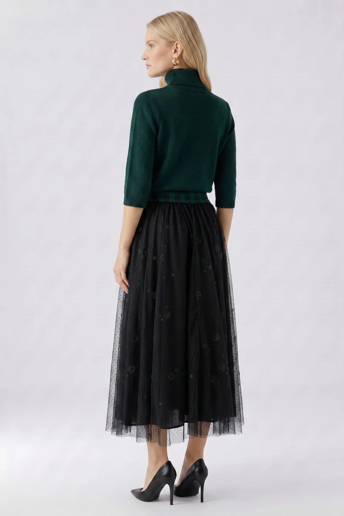 Oui 99957 Chiffon Skirt - Black