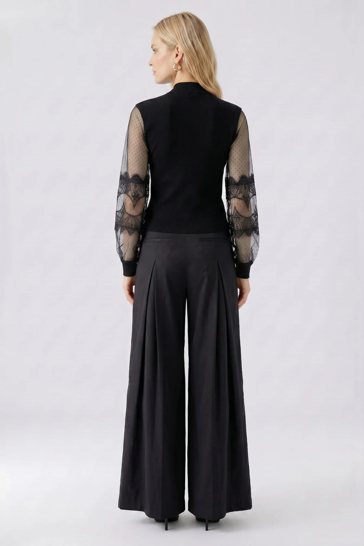 Oui  Chiffon Jumper - Black