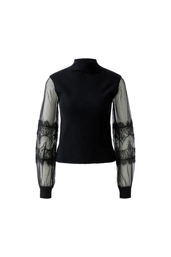 Oui  Chiffon Jumper - Black