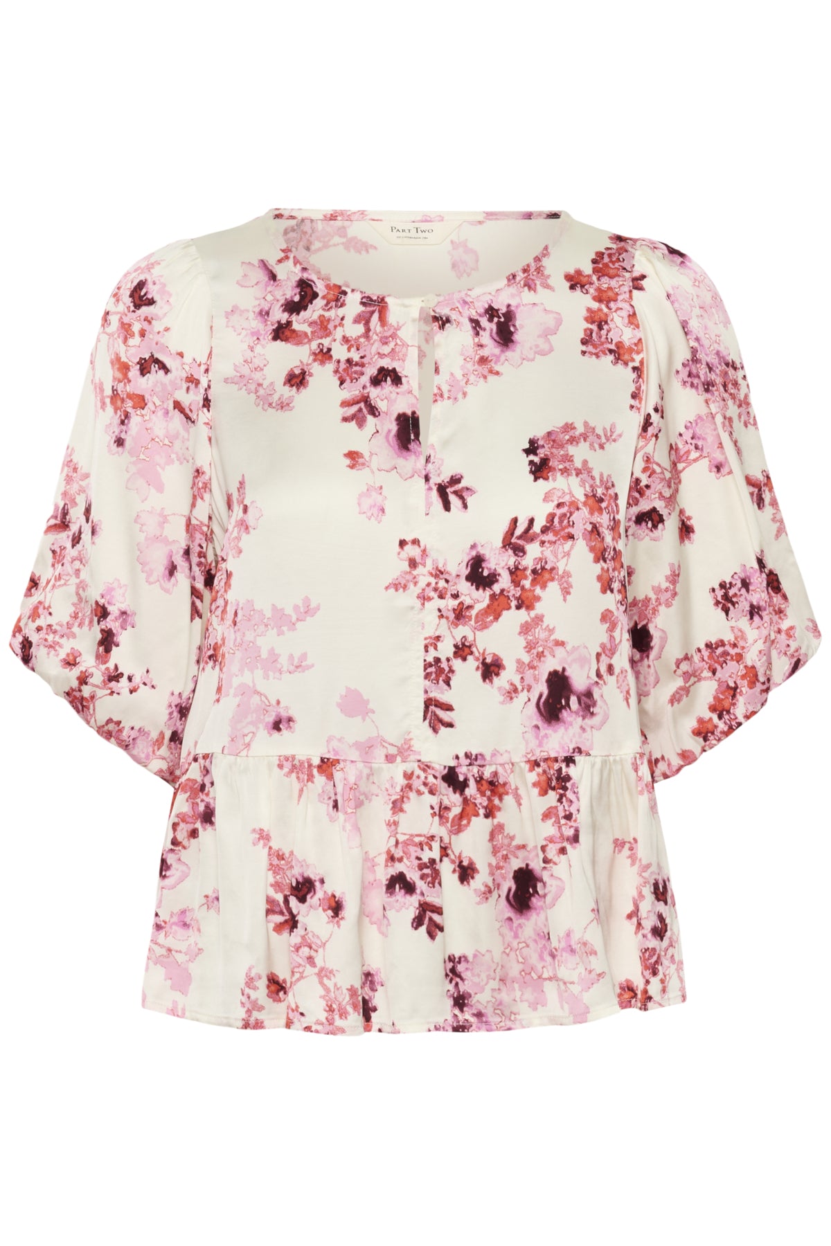 Part Two Azelia Floral Blouse – Soft Cream & Pink Print