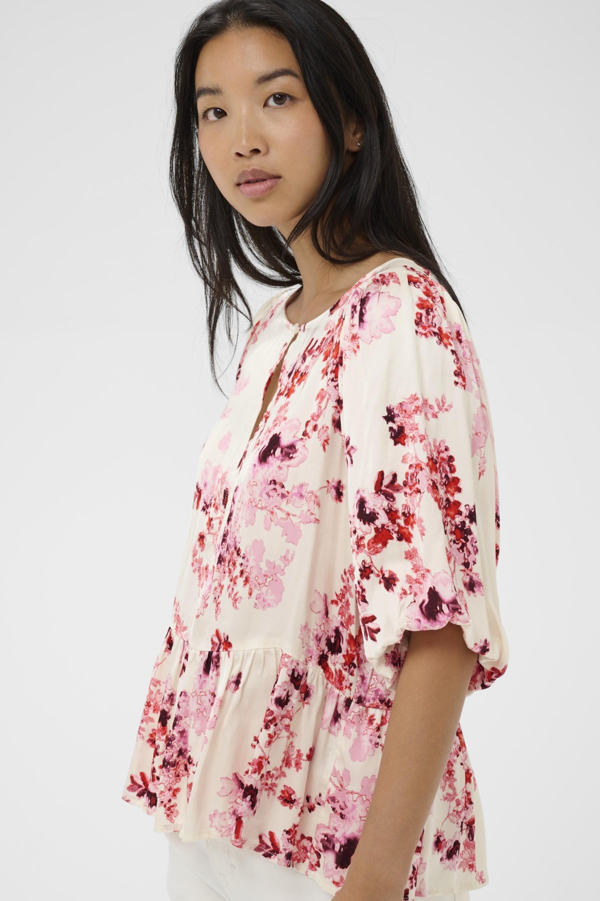 Part Two Azelia Floral Blouse – Soft Cream & Pink Print