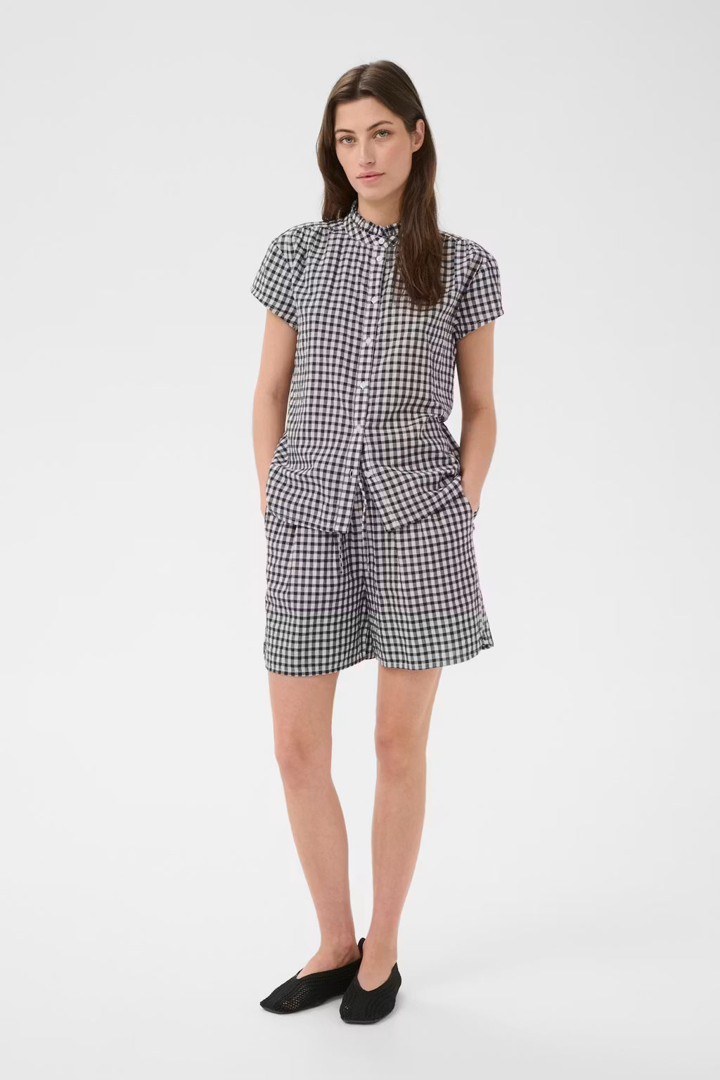 Part Two Bigi Navy Check Cotton Shorts