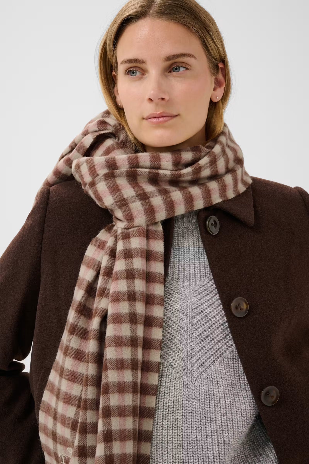 Part Two Kitha Pink Check Scarf