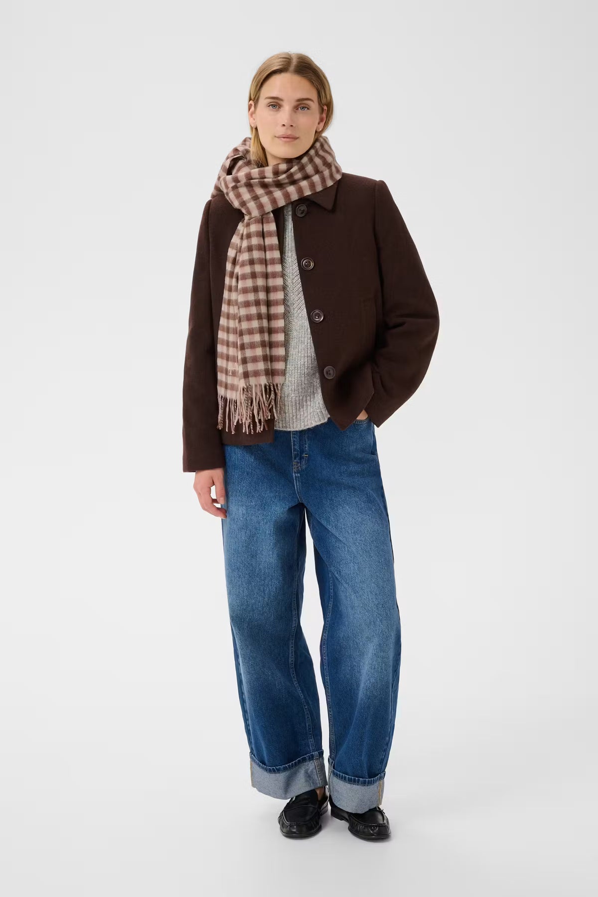 Part Two Kitha Pink Check Scarf