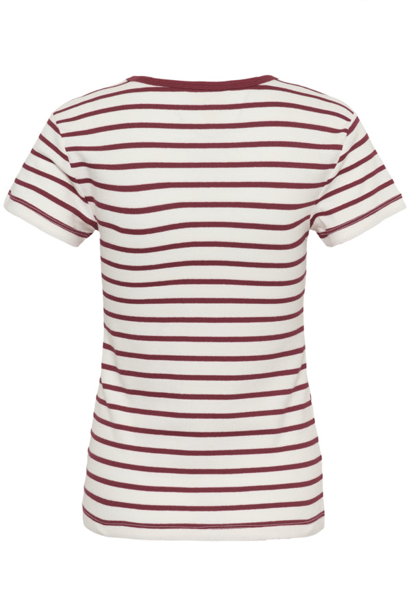 Part Two Rochelle Striped T.Shirt - Rust & White Striped