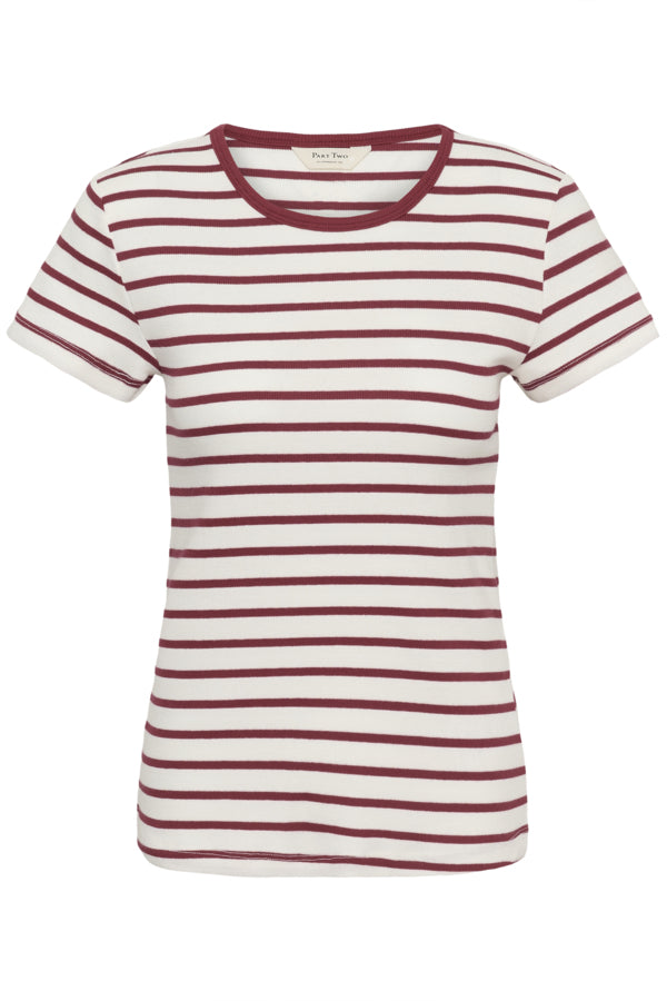 Part Two Rochelle Striped T.Shirt - Rust & White Striped
