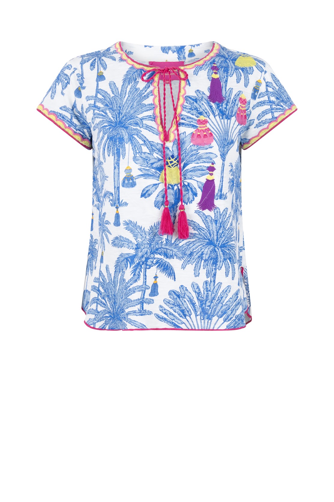 Place Du Soleil S26322 Blue/White Tassel Top