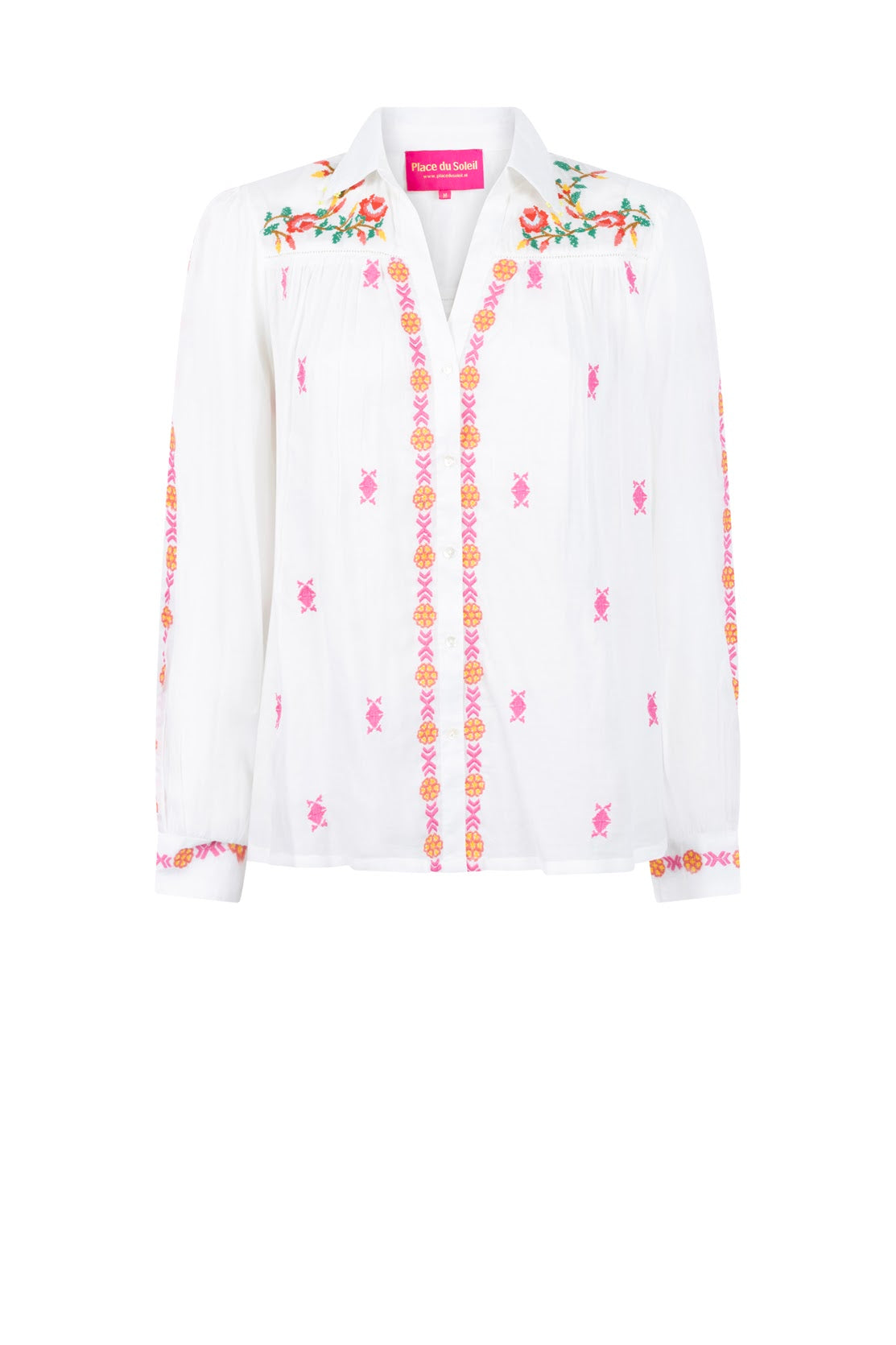 Place Du Soleil S26326 White Embroidered Shirt