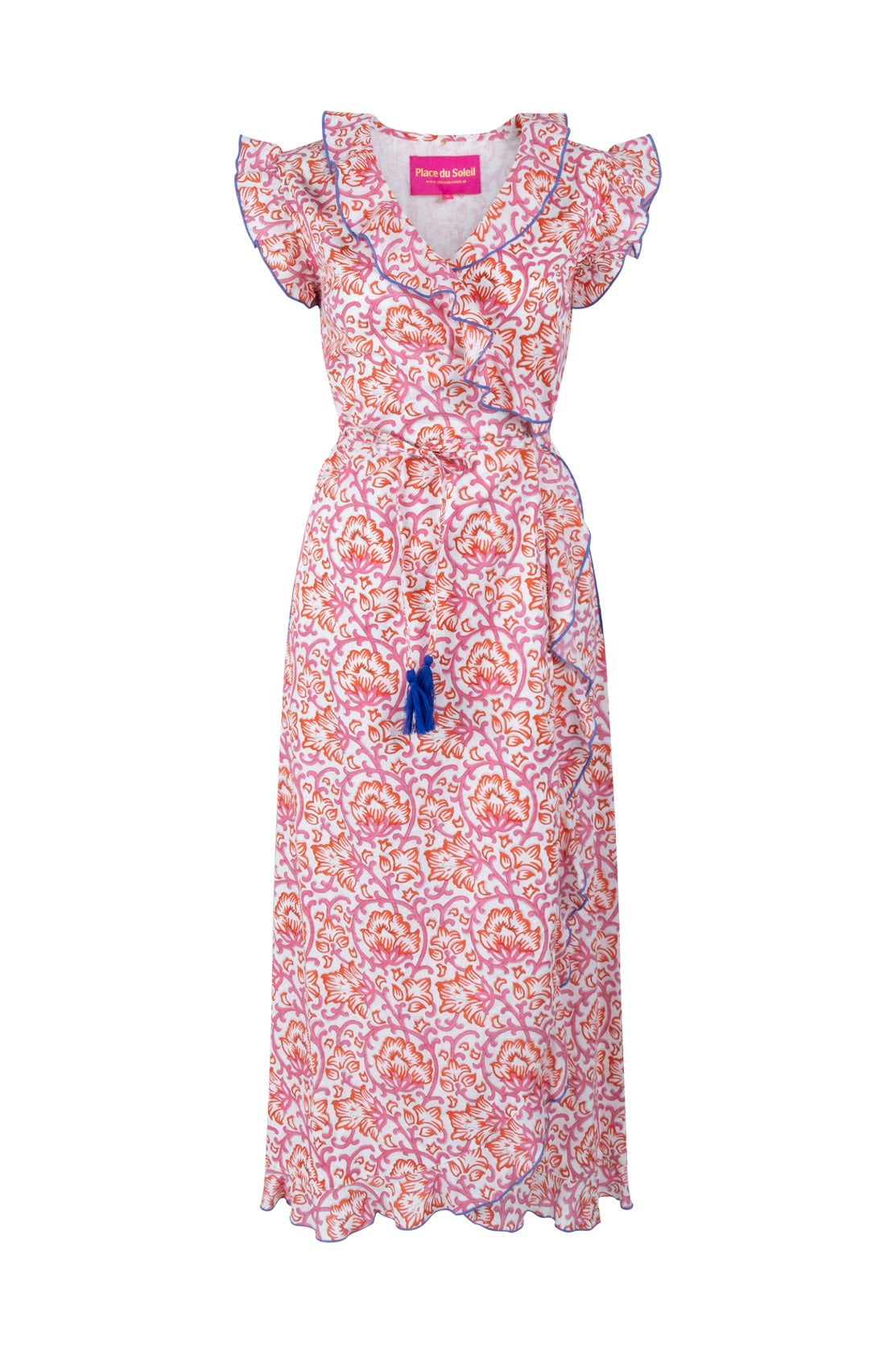 Place Du Soleil S26336 Orange/Pink  Wrap Dress