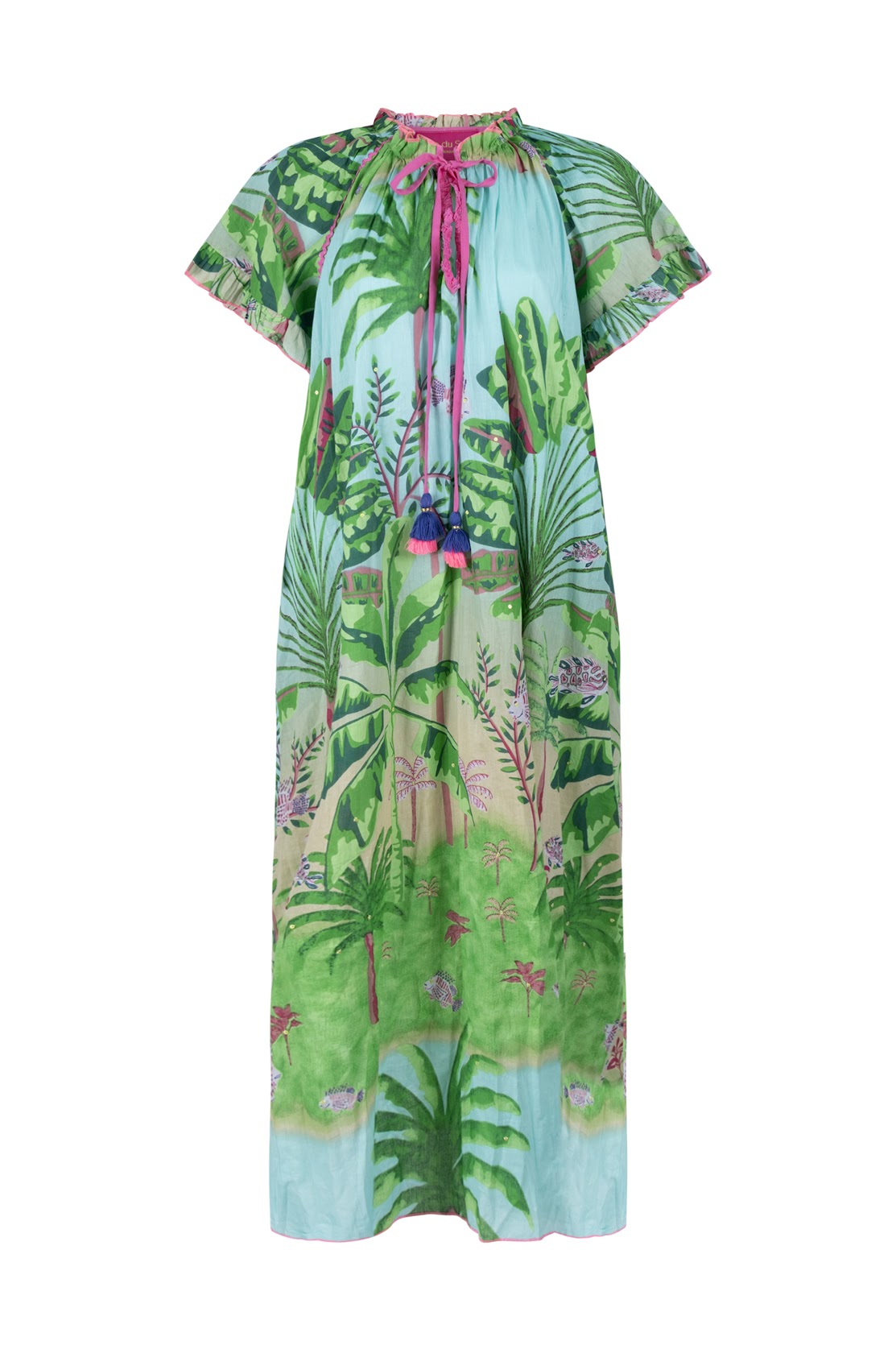 Place Du Soleil S26411 Green Dress with palm leaves
