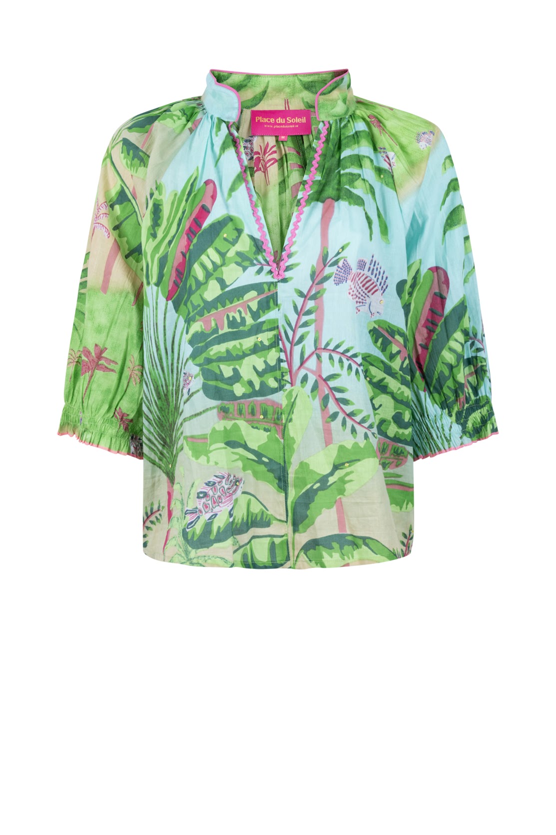 Place Du Soleil S26416 Green Top with palm leaves