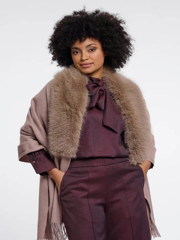 Rino & Pelle Wendy Cape with Faux-Fur Collar - Black or Coffee