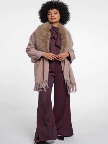 Rino & Pelle Wendy Cape with Faux-Fur Collar - Black or Coffee